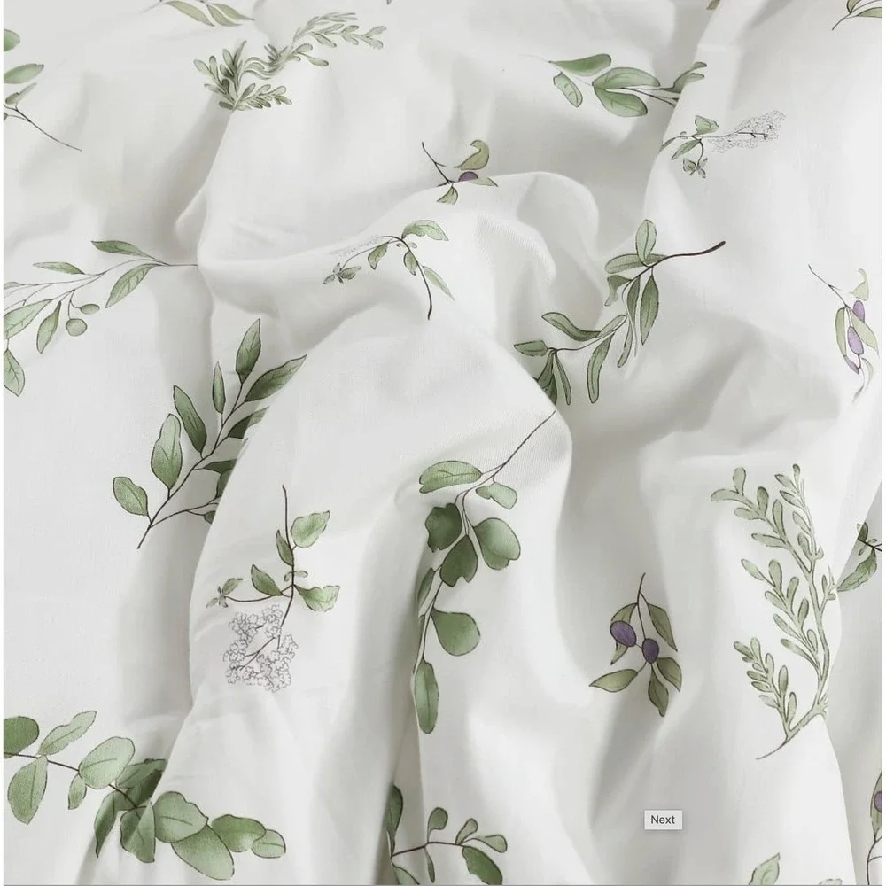 Annari Green Floral 100%‎ Cotton Reversible Comforter Set Twin 2 Piece